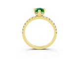 Yellow gold Marquise Cut Emerald Solitaire Ring with Round  Pavé Band and Four-Prong Setting_39