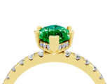 Yellow gold Marquise Cut Emerald Solitaire Ring with Round  Pavé Band and Four-Prong Setting_40