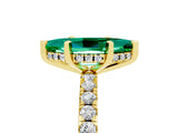 Yellow gold Marquise Cut Emerald Solitaire Ring with Round  Pavé Band and Four-Prong Setting_41