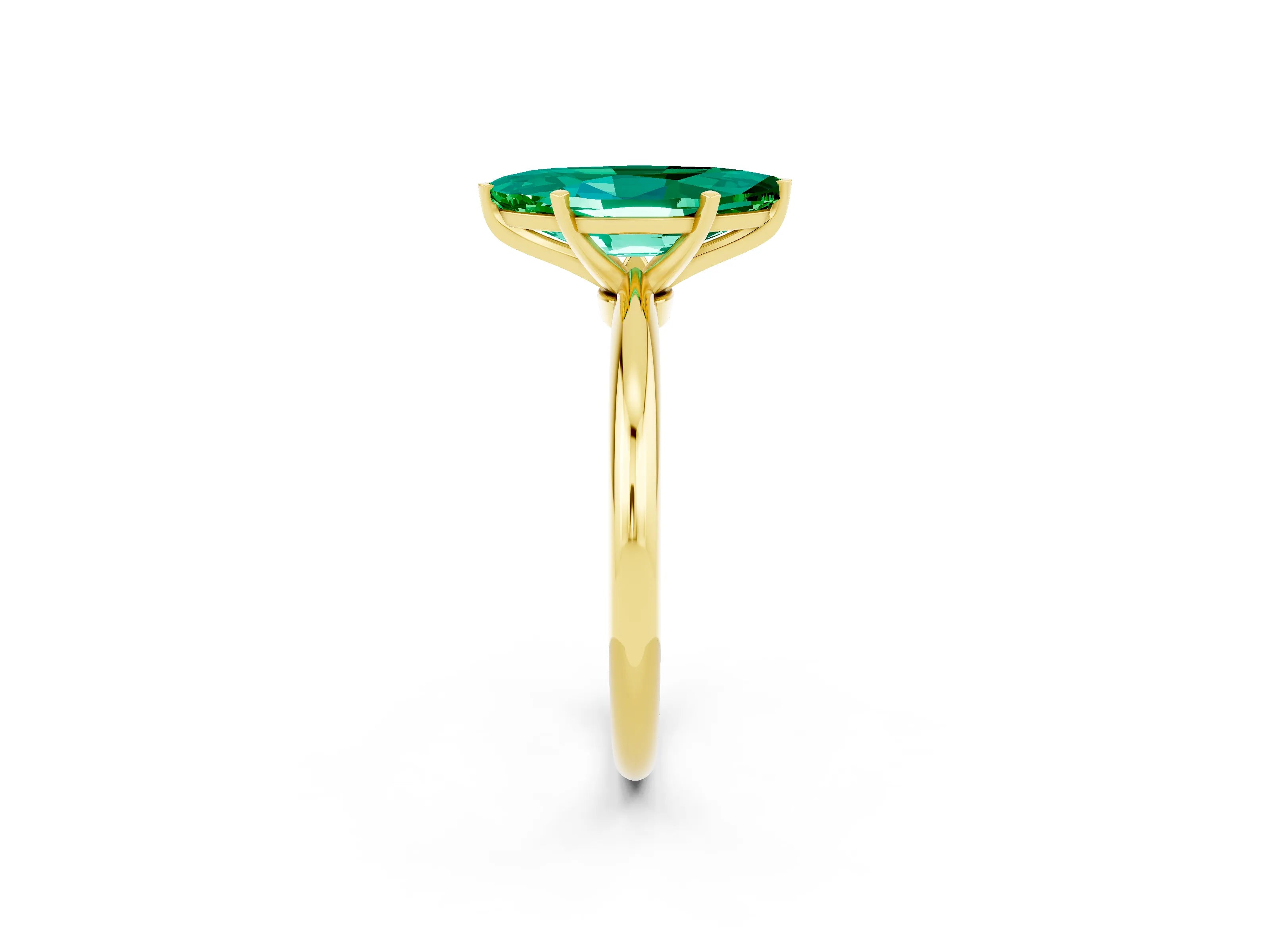 Yellow gold Marquise Cut Emerald Solitaire Ring with Six-Prong Setting and Classic Band_2