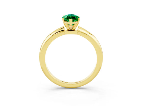 Yellow gold Marquise Cut Emerald Solitaire Ring with Six-Prong Setting and Classic Band_3
