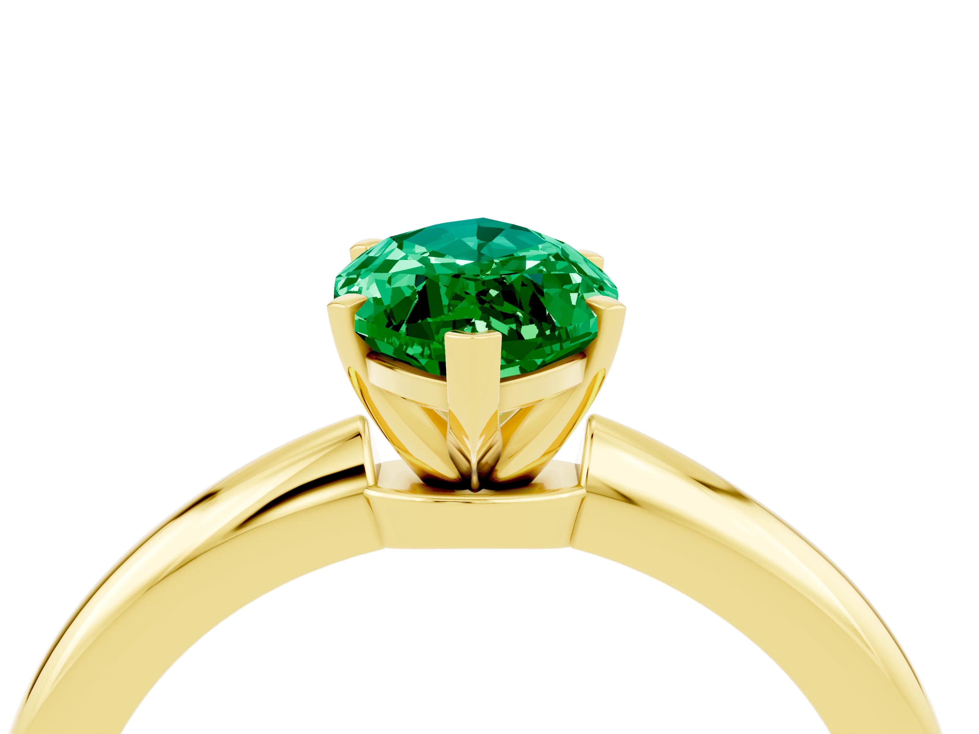 Yellow gold Marquise Cut Emerald Solitaire Ring with Six-Prong Setting and Classic Band_4