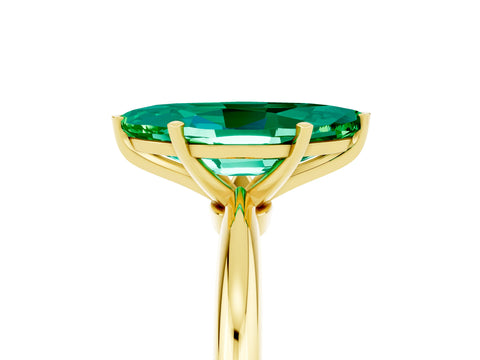 Yellow gold Marquise Cut Emerald Solitaire Ring with Six-Prong Setting and Classic Band_5