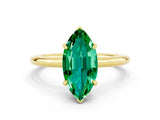 Yellow gold Marquise Cut Emerald Solitaire Ring with Thin Band and Four-Prong Setting_12