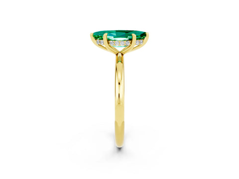 Yellow gold Marquise Cut Emerald Solitaire Ring with Thin Band and Four-Prong Setting_14