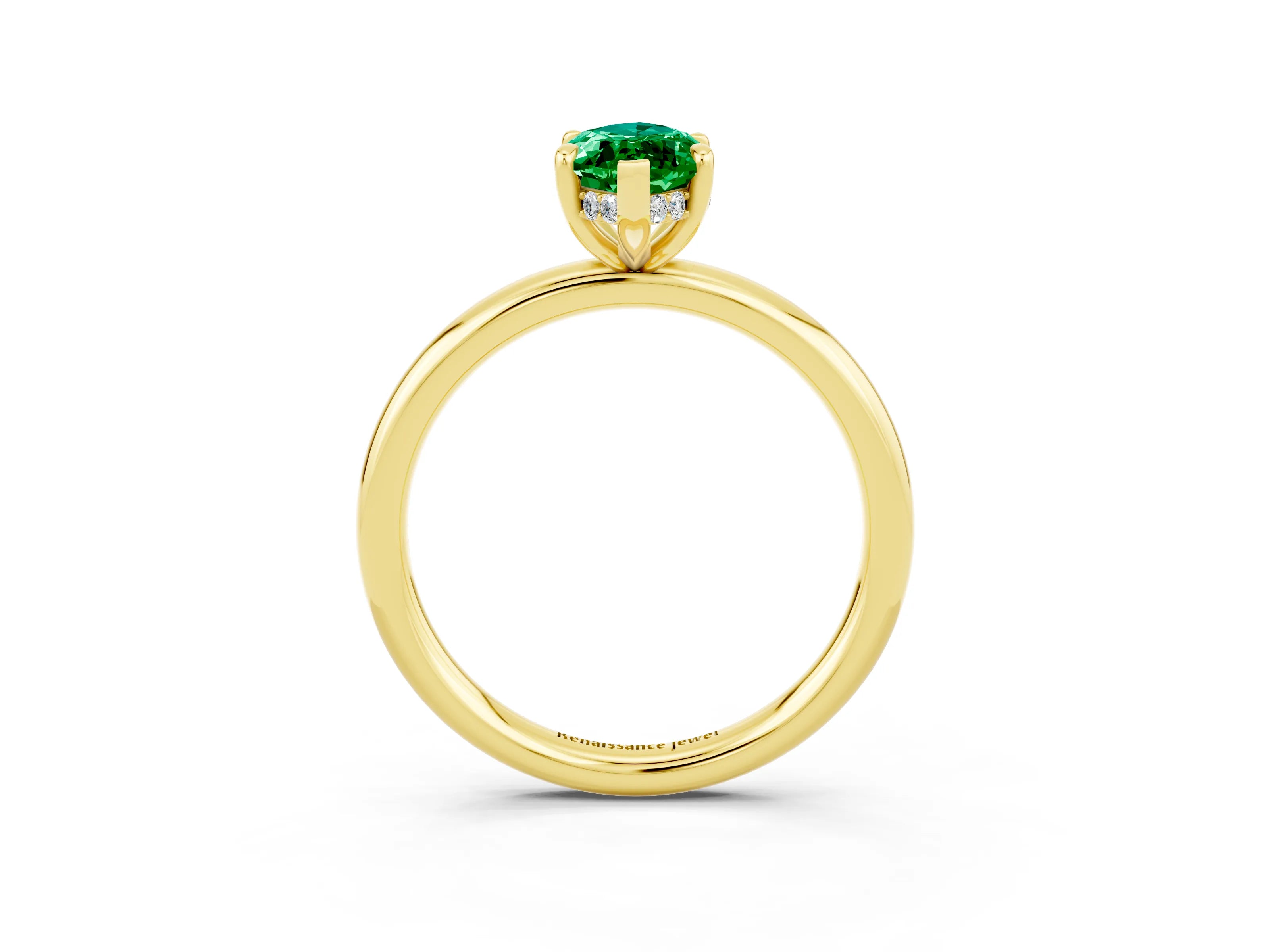 Yellow gold Marquise Cut Emerald Solitaire Ring with Thin Band and Four-Prong Setting_15