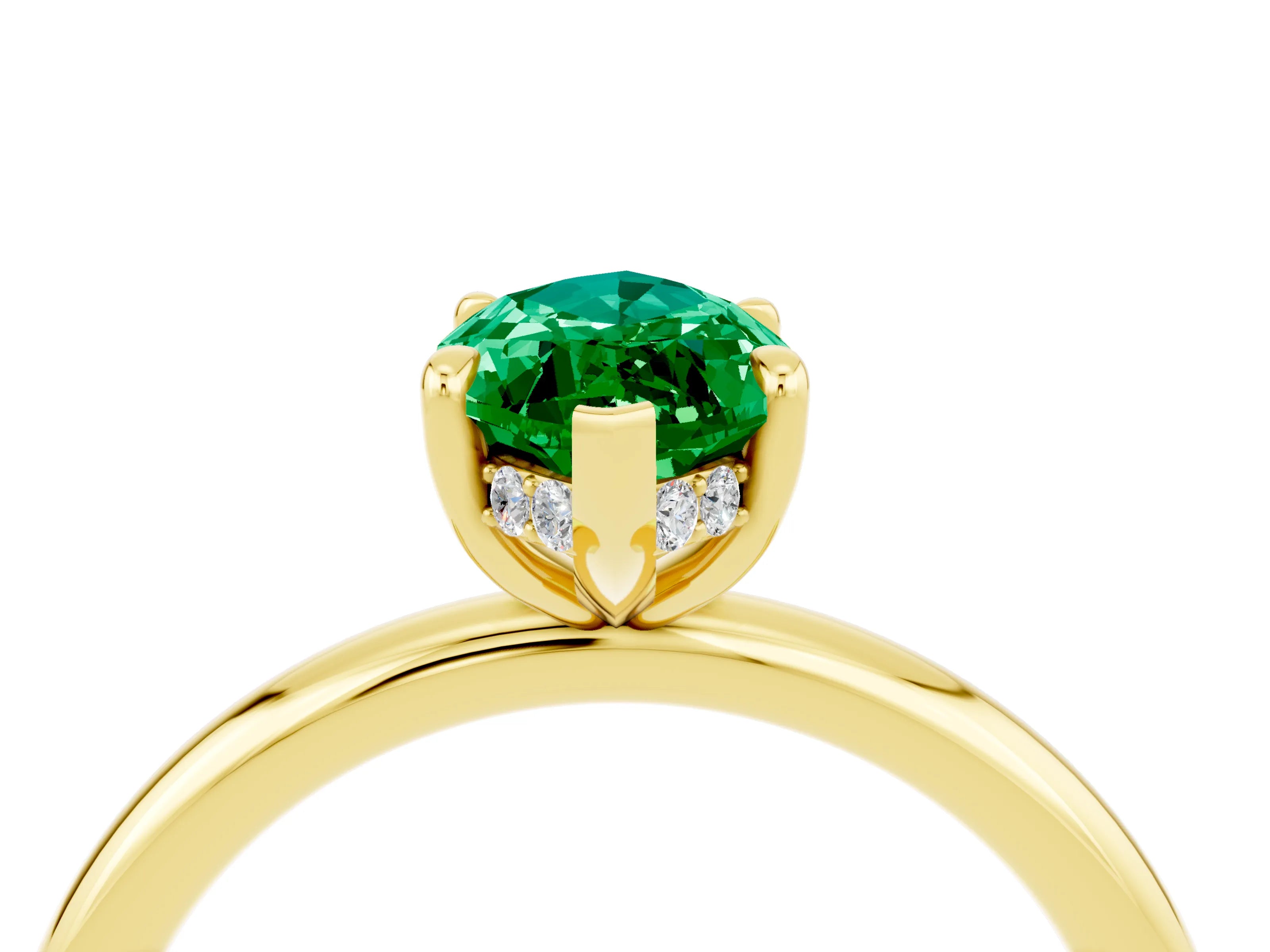 Yellow gold Marquise Cut Emerald Solitaire Ring with Thin Band and Four-Prong Setting_16