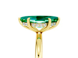 Yellow gold Marquise Cut Emerald Solitaire Ring with Thin Band and Four-Prong Setting_17