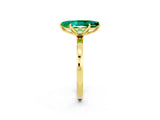 Yellow gold Marquise Cut Emerald Solitaire Ring with Thin Band and Prong Setting_14