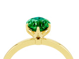 Yellow gold Marquise Cut Emerald Solitaire Ring with Thin Band and Prong Setting_16