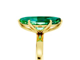 Yellow gold Marquise Cut Emerald Solitaire Ring with Thin Band and Prong Setting_17