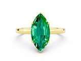 Yellow gold Marquise Cut Emerald Solitaire Ring with Thin Band and Prong Setting_24