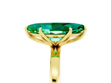 Yellow gold Marquise Cut Emerald Solitaire Ring with Thin Band and Prong Setting_29