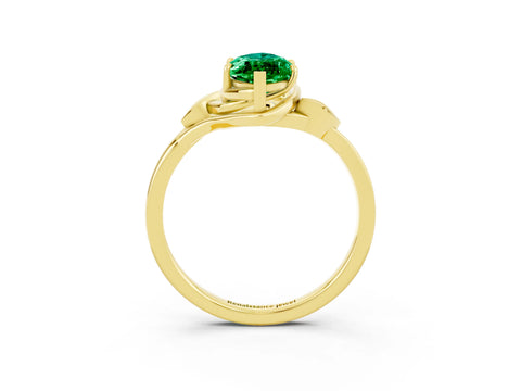 Yellow gold Marquise Cut Emerald Solitaire Ring with Twist Band and Four-Prong Setting_27