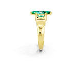 Yellow gold Marquise Cut Emerald Solitaire Ring with Wide Band and Prong Setting_2