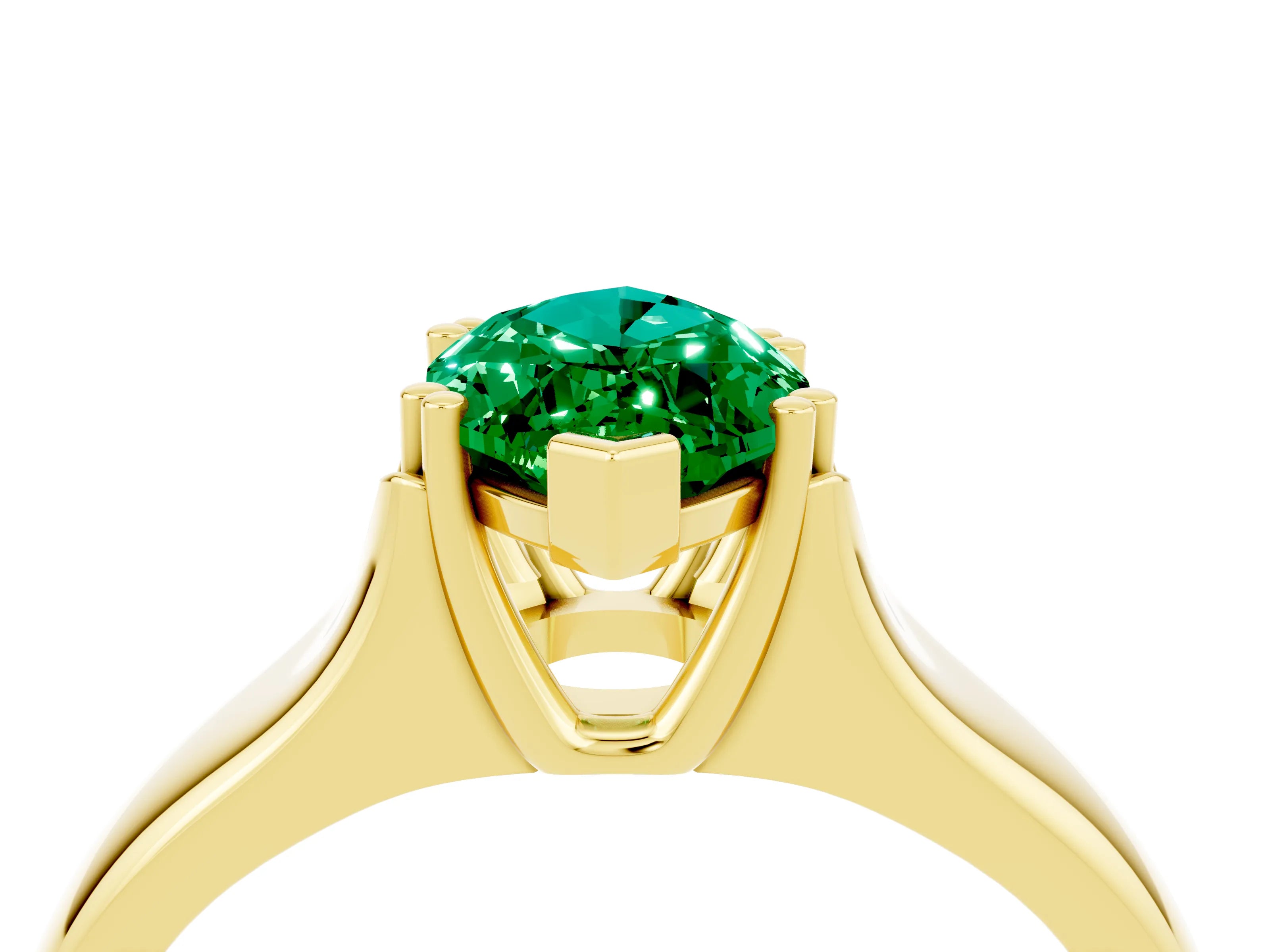 Yellow gold Marquise Cut Emerald Solitaire Ring with Wide Band and Prong Setting_4