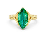 Yellow gold Marquise Cut Emerald Solitaire Twist Band Prong Setting Ring_36