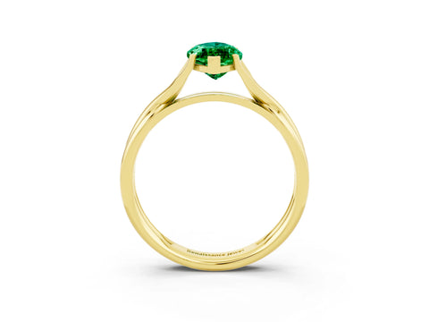 Yellow gold Marquise Cut Emerald Solitaire Twist Band Prong Setting Ring_39