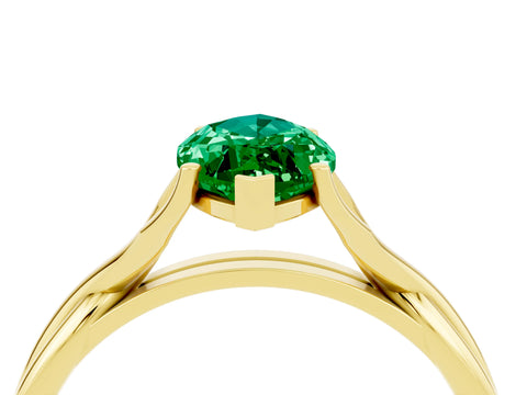 Yellow gold Marquise Cut Emerald Solitaire Twist Band Prong Setting Ring_40