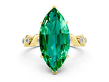 Yellow gold Marquise Cut Emerald Solitaire Twisted Band with Round  Accents and Prong Setting_12