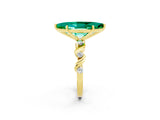 Yellow gold Marquise Cut Emerald Solitaire Twisted Band with Round  Accents and Prong Setting_14