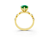 Yellow gold Marquise Cut Emerald Solitaire Twisted Band with Round  Accents and Prong Setting_15
