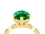 Yellow gold Marquise Cut Emerald Solitaire Twisted Band with Round  Accents and Prong Setting_16
