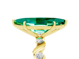 Yellow gold Marquise Cut Emerald Solitaire Twisted Band with Round  Accents and Prong Setting_17