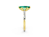 Yellow gold Marquise Cut Emerald Solitaire with Side Baguettes and Channel Set Band_2