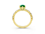 Yellow gold Marquise Cut Emerald Solitaire with Side Stones, Pave Band, Four-Prong Setting_39