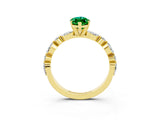 Yellow gold Marquise Cut Emerald Solitaire with Side Stones on a Pavé Band and Four-Prong Setting_3