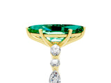 Yellow gold Marquise Cut Emerald Solitaire with Side Stones on a Pavé Band and Four-Prong Setting_5