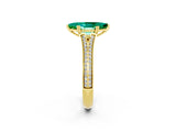 Yellow gold Marquise Cut Emerald Split Shank Engagement Ring with Pavé Band_2