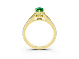 Yellow gold Marquise Cut Emerald Split Shank Engagement Ring with Pavé Band_3