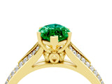 Yellow gold Marquise Cut Emerald Split Shank Engagement Ring with Pavé Band_4