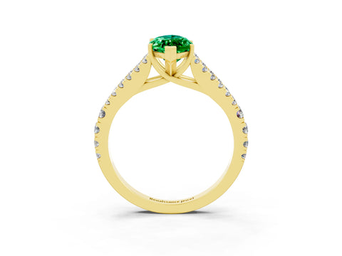 Yellow gold Marquise Cut Emerald Split Shank Pavé Engagement Ring with Four-Prong Setting_15