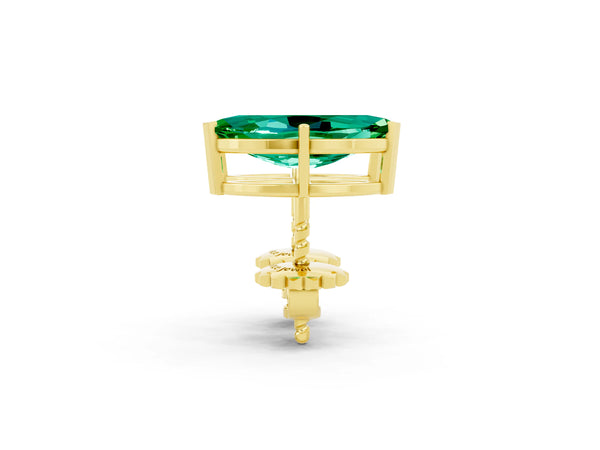 Yellow gold Marquise Cut Emerald Stud Earrings