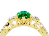 Yellow gold Marquise Cut Emerald Three-Stone Ring with Pavé Split Shank and Four-Prong Setting_16