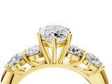 Yellow gold Marquise Cut Five-Stone Prong Set Diamond Ring with Classic Band_45