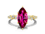 Yellow gold Marquise Cut Garnet Cluster Side Stone Solitaire Ring with Prong Setting_24
