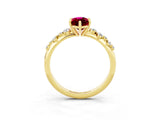 Yellow gold Marquise Cut Garnet Cluster Side Stone Solitaire Ring with Prong Setting_27