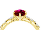 Yellow gold Marquise Cut Garnet Cluster Side Stone Solitaire Ring with Prong Setting_28
