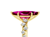 Yellow gold Marquise Cut Garnet Cluster Side Stone Solitaire Ring with Prong Setting_29