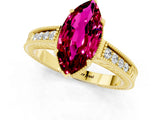 Yellow gold Marquise Cut Garnet Engagement Ring with Milgrain Channel Set Band and Prong Setting_1