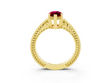Yellow gold Marquise Cut Garnet Engagement Ring with Milgrain Channel Set Band and Prong Setting_3