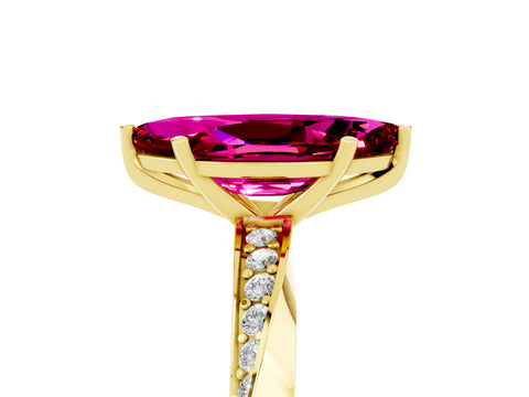 Yellow gold Marquise Cut Garnet Engagement Ring with Side Stone Accents and Four-Prong Setting_32