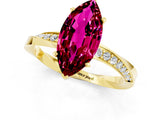 Yellow gold Marquise Cut Garnet Engagement Ring with Side Stone Accents and Four-Prong Setting_61