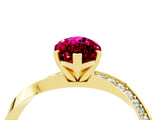 Yellow gold Marquise Cut Garnet Engagement Ring with Side Stone Accents and Four-Prong Setting_64