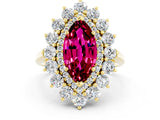 Yellow gold Marquise Cut Garnet Floral Double Halo Engagement Ring with Prong Setting_60