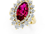 Yellow gold Marquise Cut Garnet Floral Double Halo Engagement Ring with Prong Setting_61